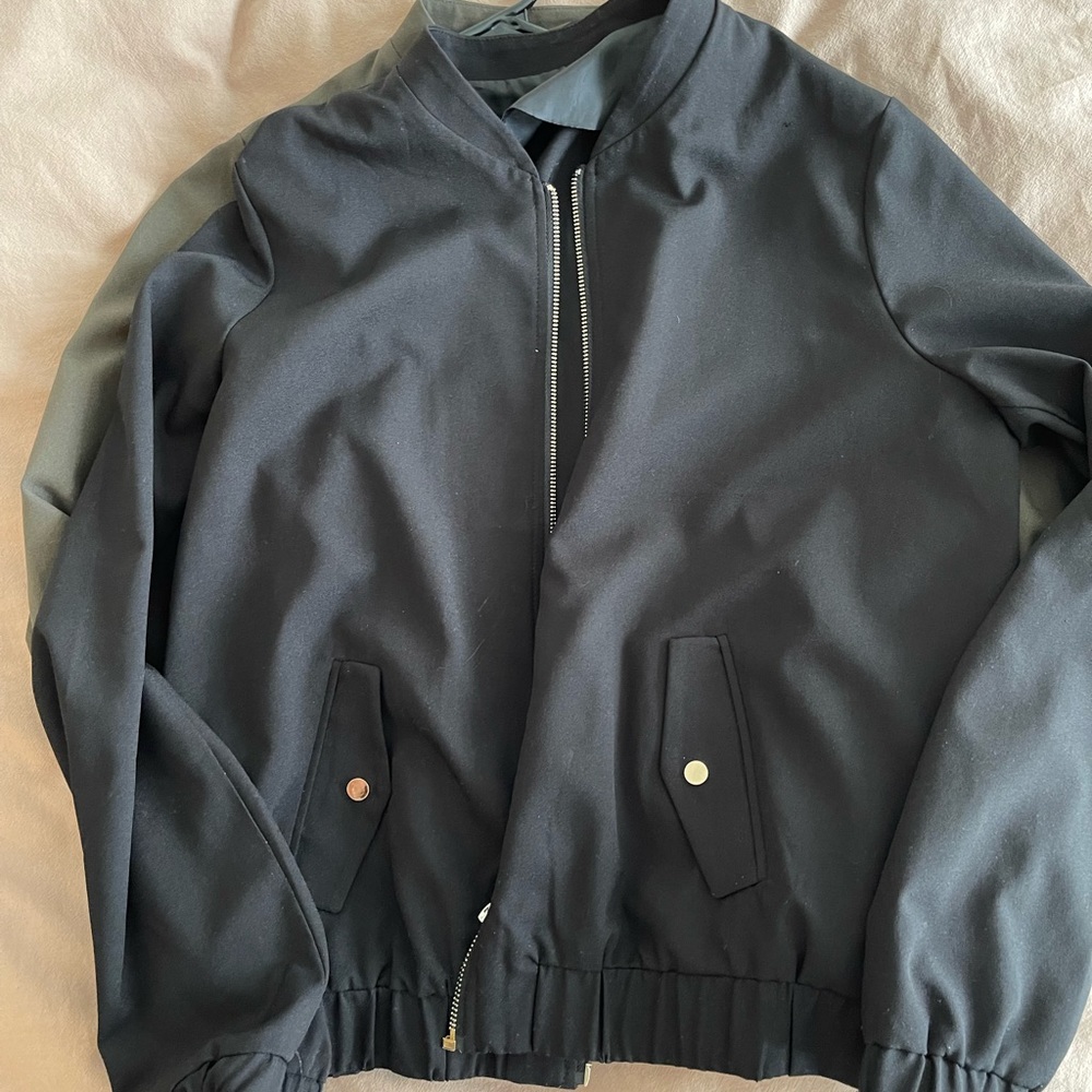 Black Polyester Bomber Jacket